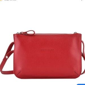 Longchamp Ladies Red Leather Crossbody Bag